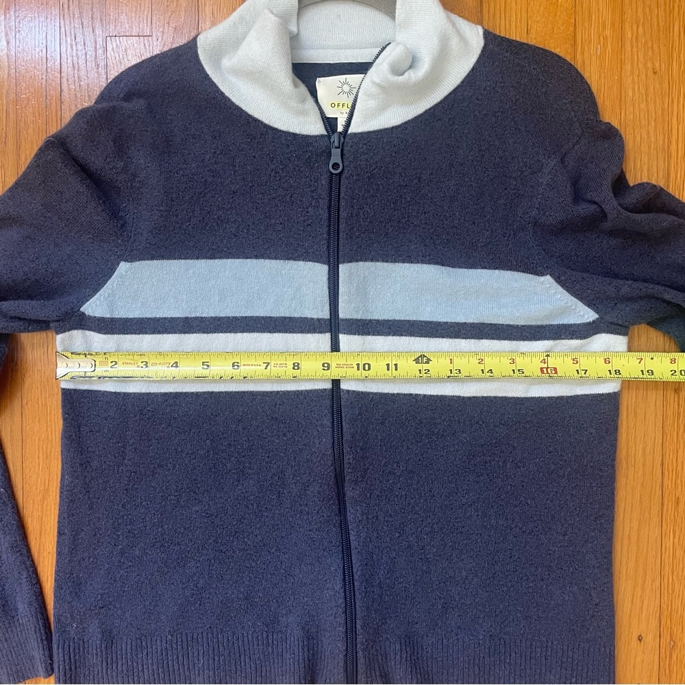 Offline by Aerie Striped Full Zip Sweater Jacket Navy Blue - Size Medium - Picture 6 of 6